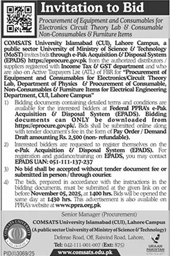 COMSATS University Islamabad Tender Notice